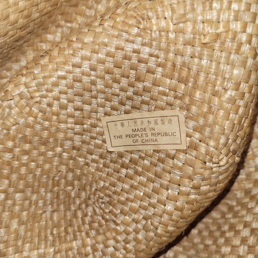 Longhorn‎ Head Huggers Straw Hat Mens M Cowboy Western Feather Rodeo Rancher - Picture 9 of 13